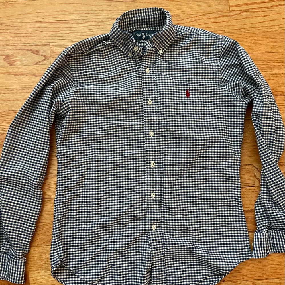 Men’s Small Button Down Checked Shirt Gently Worn Ralph Lauren Custom‎ Fit